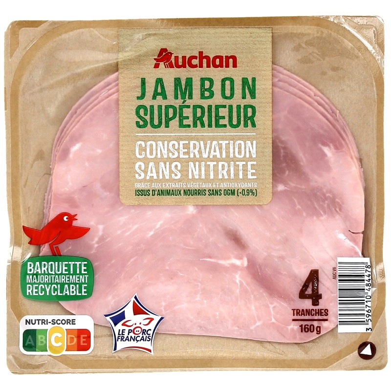 Jambon supérieur sans nitrite x4 160g