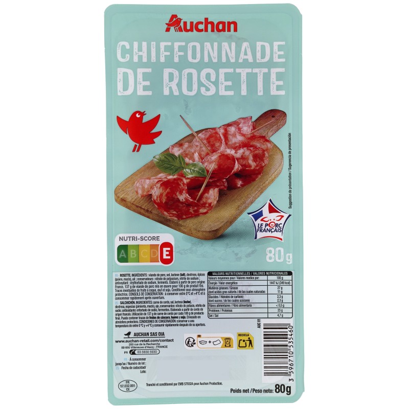 Chiffonnade de rosette 80g