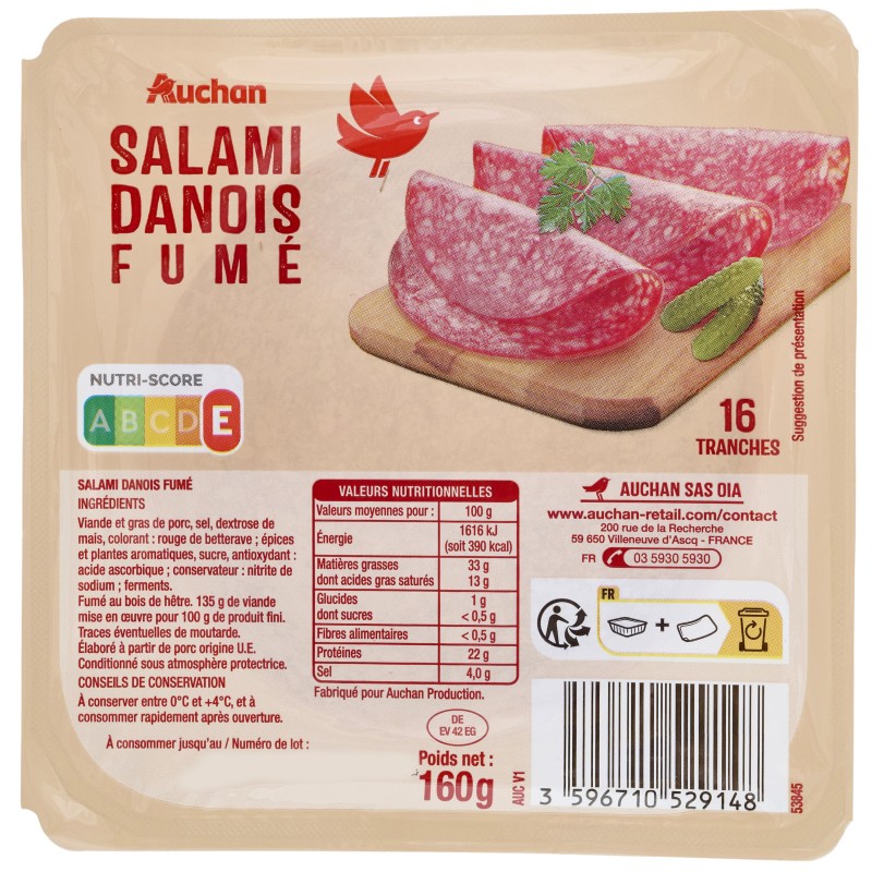 Salami Danois Fumé x16 160g