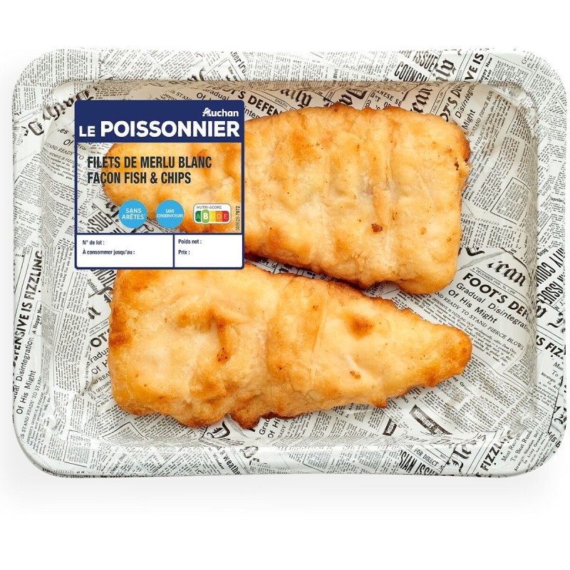 Filets de merlu blanc façon fish & chips x2 200g