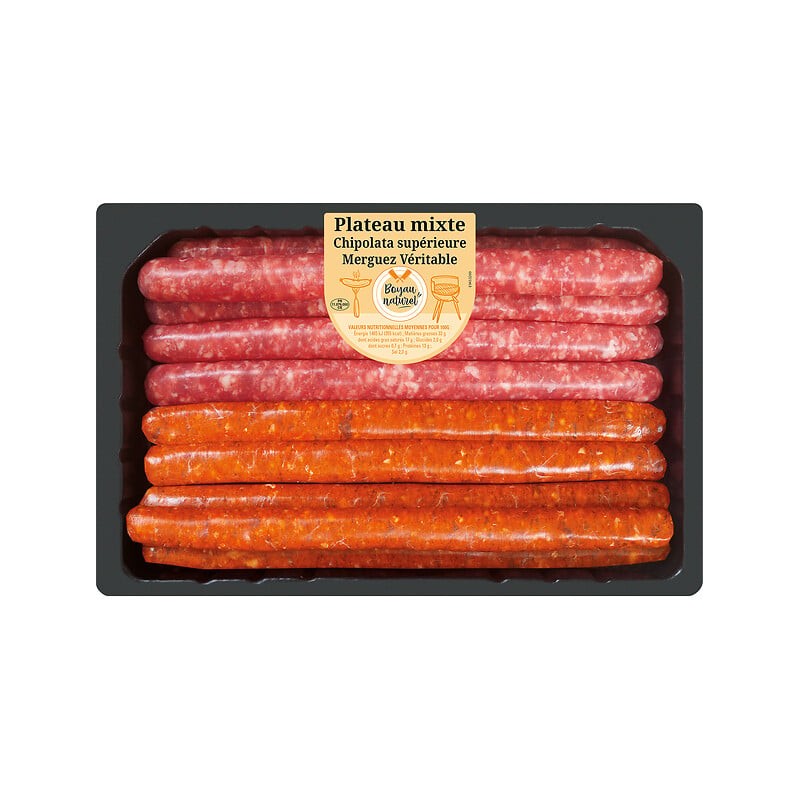 Plateau mixte chipolata supérieure merguez véritable avec boyau naturel x10 700g