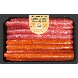 Plateau mixte chipolata supérieure merguez véritable avec boyau naturel x10 700g