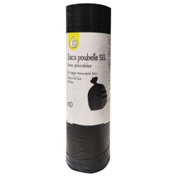 Sacs poubelle liens amovibles 50l x10