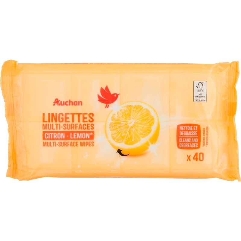 Lingettes multi-surfaces citron x40