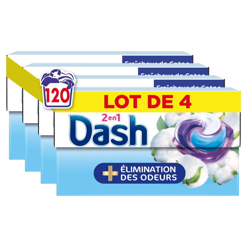 Pods de lessive 2en1 extra fraîcheur  coton + élimination des odeurs x30