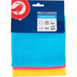 Chiffons Microfibre à Tissage Bouclé Multi-Usage 30x30cm x3