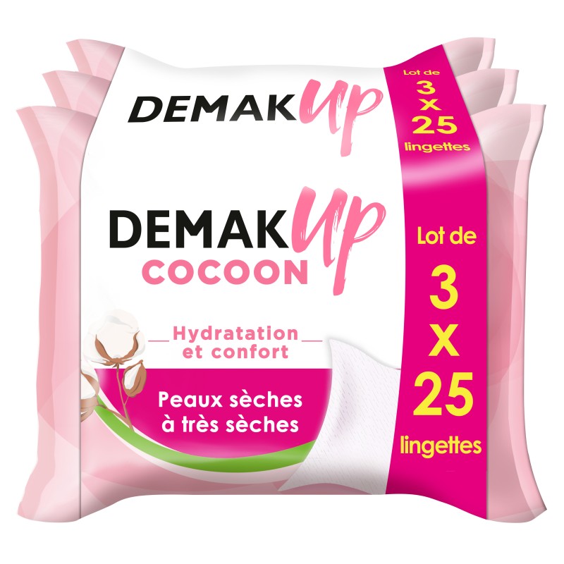 Lingettes démaquillantes cocoon peaux sèches 3x25