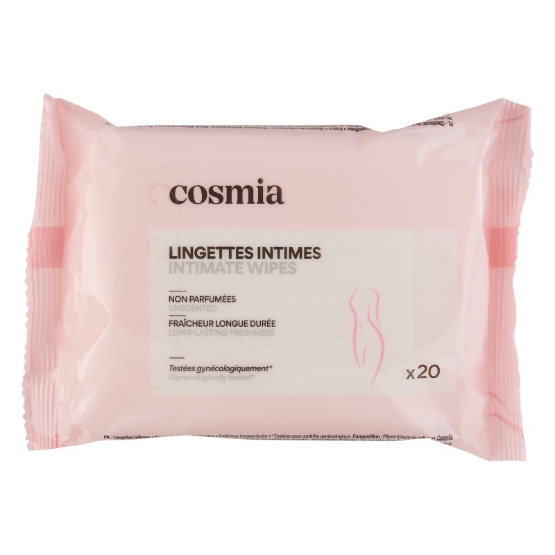 Lingettes intimes non parfumées fraîcheur longue durée x20