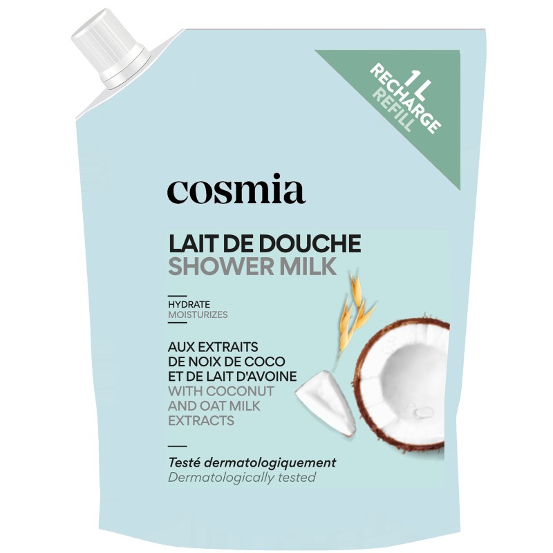 Lait de douche noix de coco et lait d'avoine recharge 1l