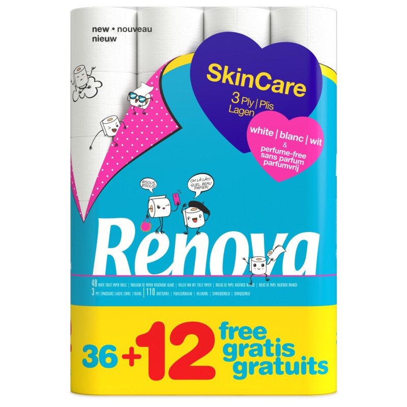 Papier Hygiénique Blanc sans Parfum 36+12