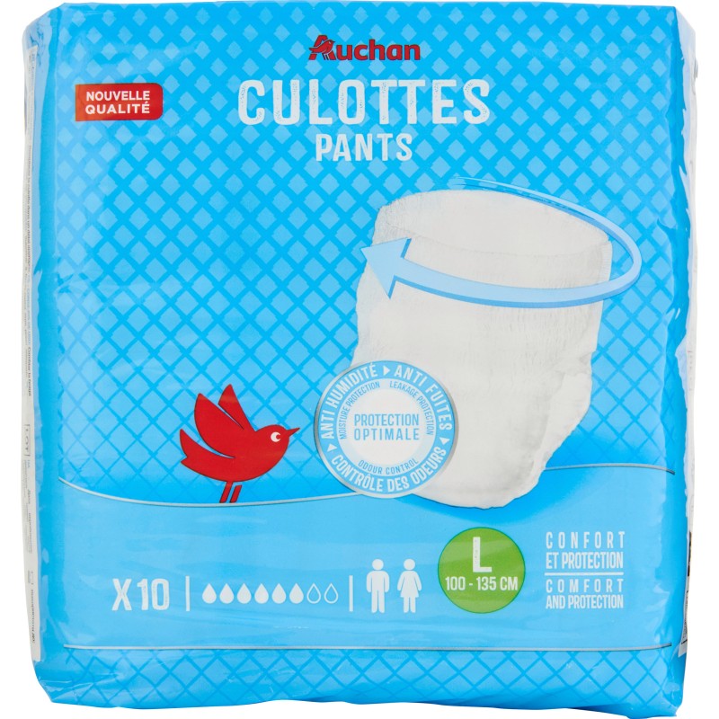 Culottes incontinence fuites urinaires taille L 100-135cm x10