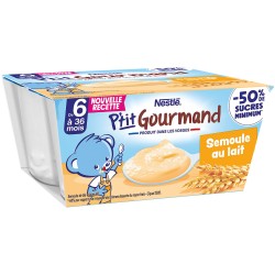 P'tit gourmand Petits pots semoule au lait dès 6 mois 4x100g