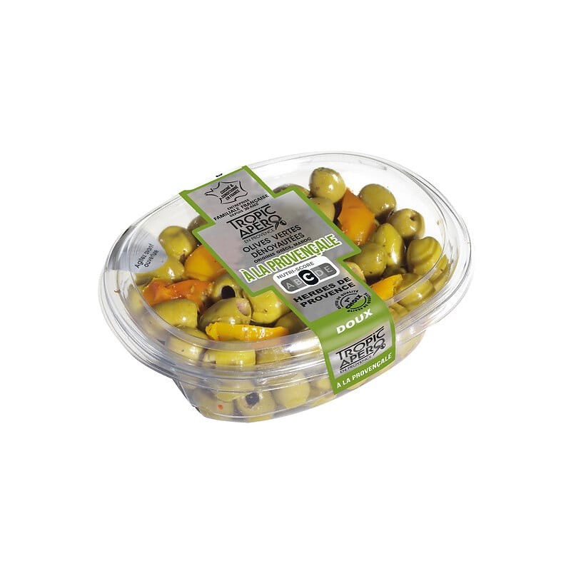 Olives vertes dénoyautées à la provençale herbes de Provence 200g