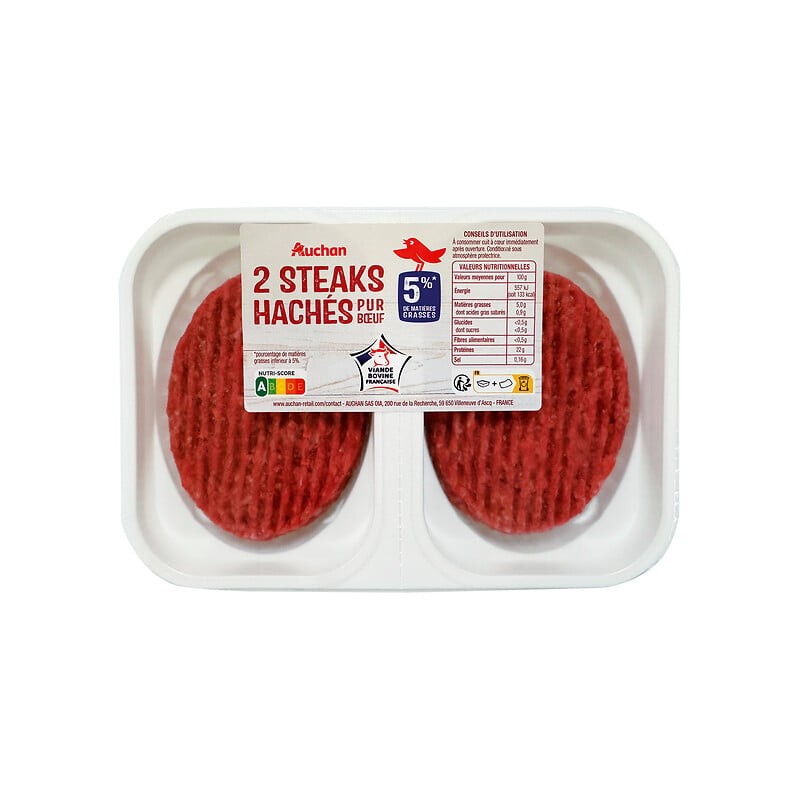 Steaks hachés pur bœuf 5%MG 2x100g
