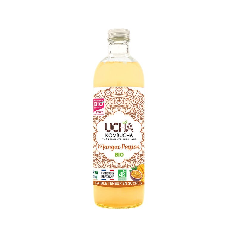 Kombucha thé fermenté pétillant à la mangue passion bio 75cl