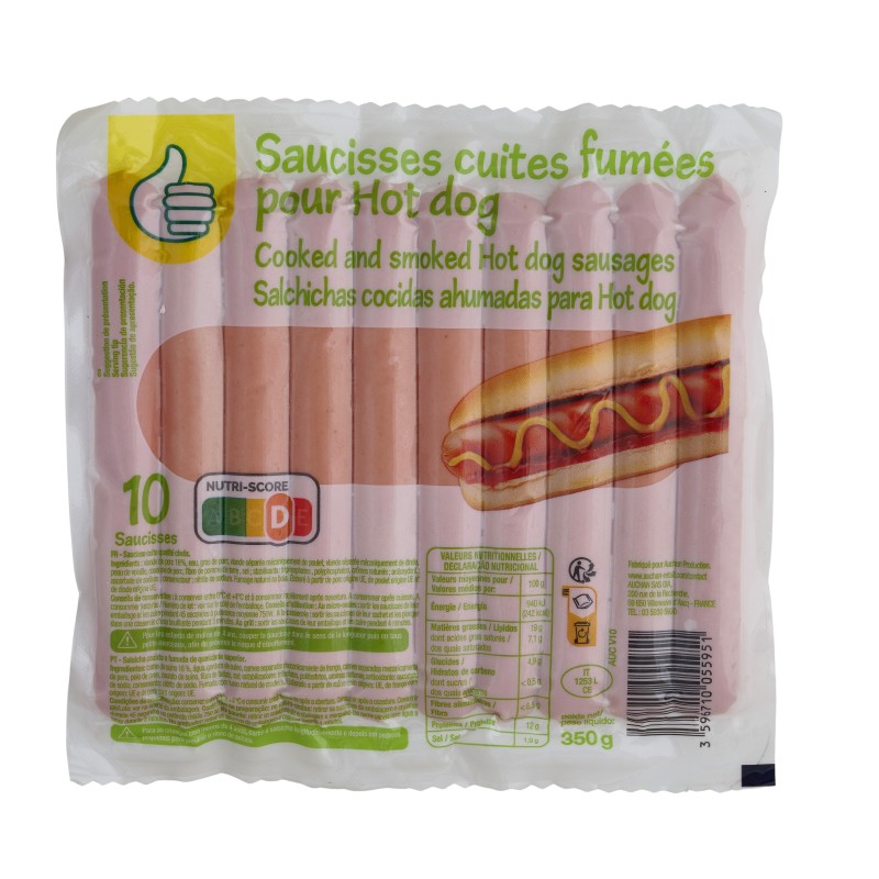 Saucisses de strasbourg fumée x10 350g