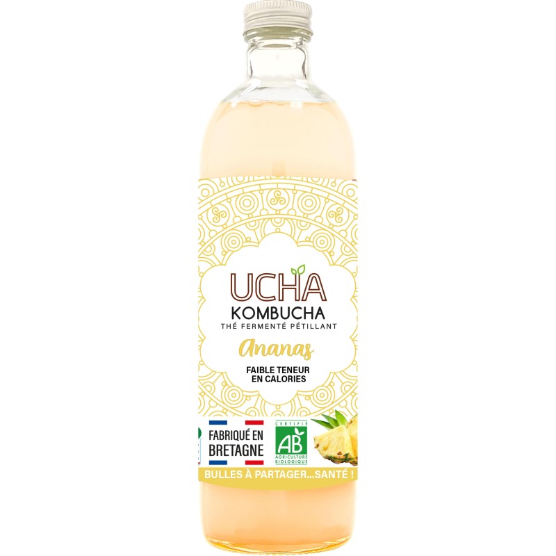 Thé fermenté pétillant Kombucha à l'ananas bio 75cl