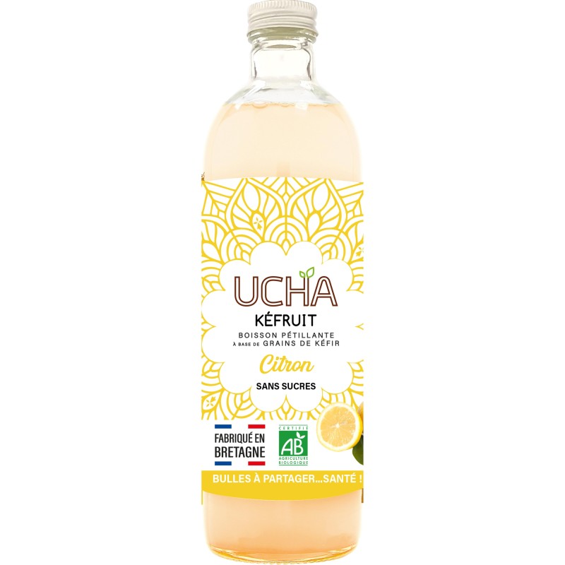 Thé fermenté pétillant Kombucha au citron bio 75cl