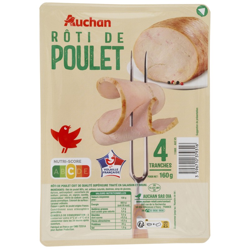 Rôti de poulet x4 160g