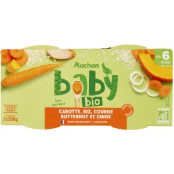 Carotte riz courge butternut dinde dès 6 mois 2x200g