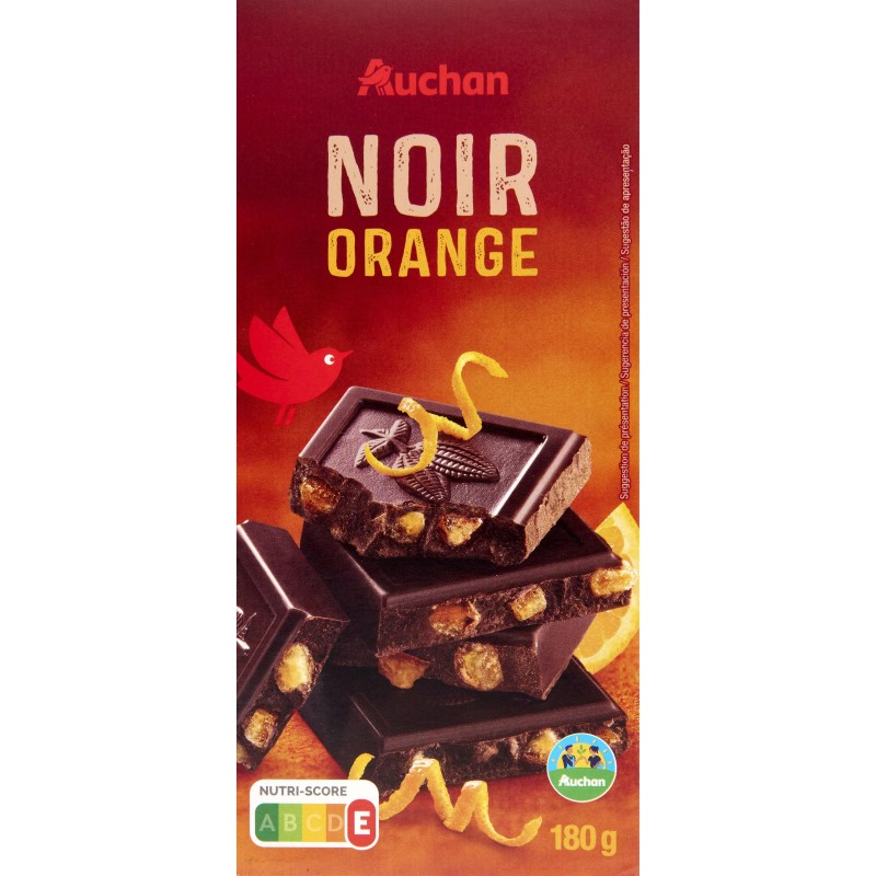 Tablette de chocolat noir aux cubes d'écorce d'orange confite 180g