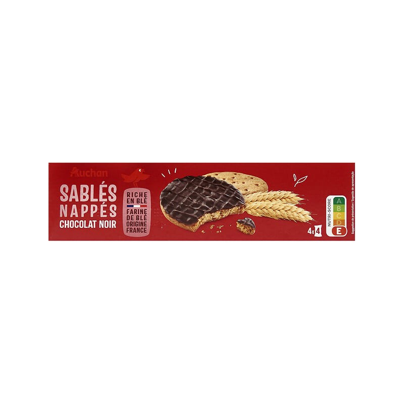 Biscuits sablés nappés de chocolat noir sachets fraîcheur 200g