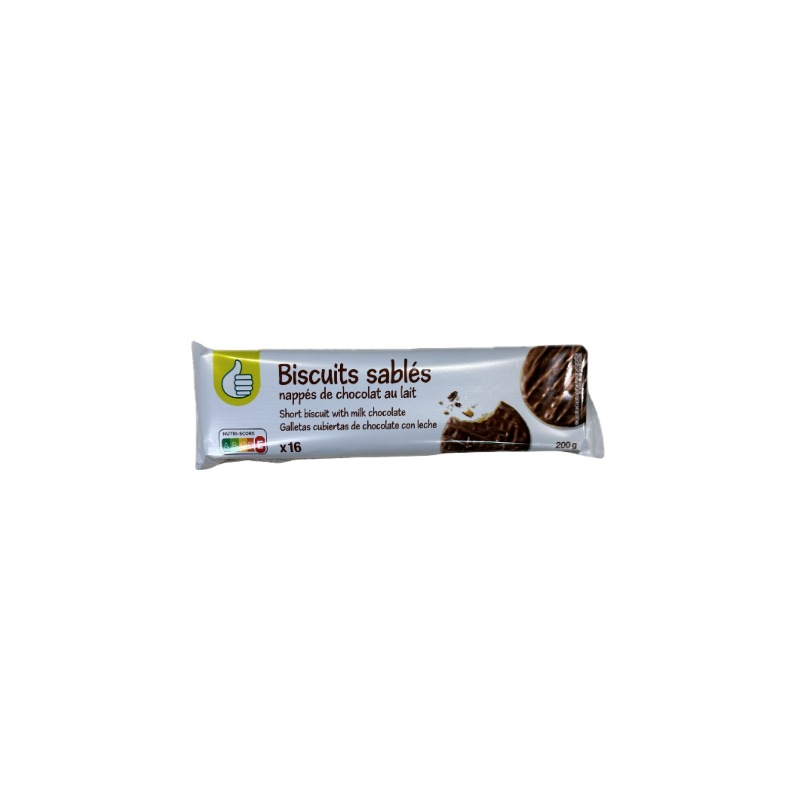 Biscuits sablés napées de chocolat au lait x16 200g