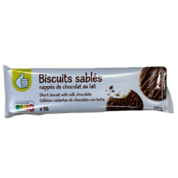 Biscuits sablés napées de chocolat au lait x16 200g