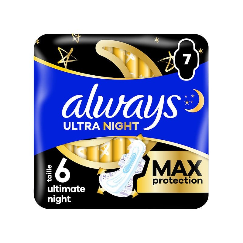 Serviettes hygiéniques ultra secure night avec ailettes x7