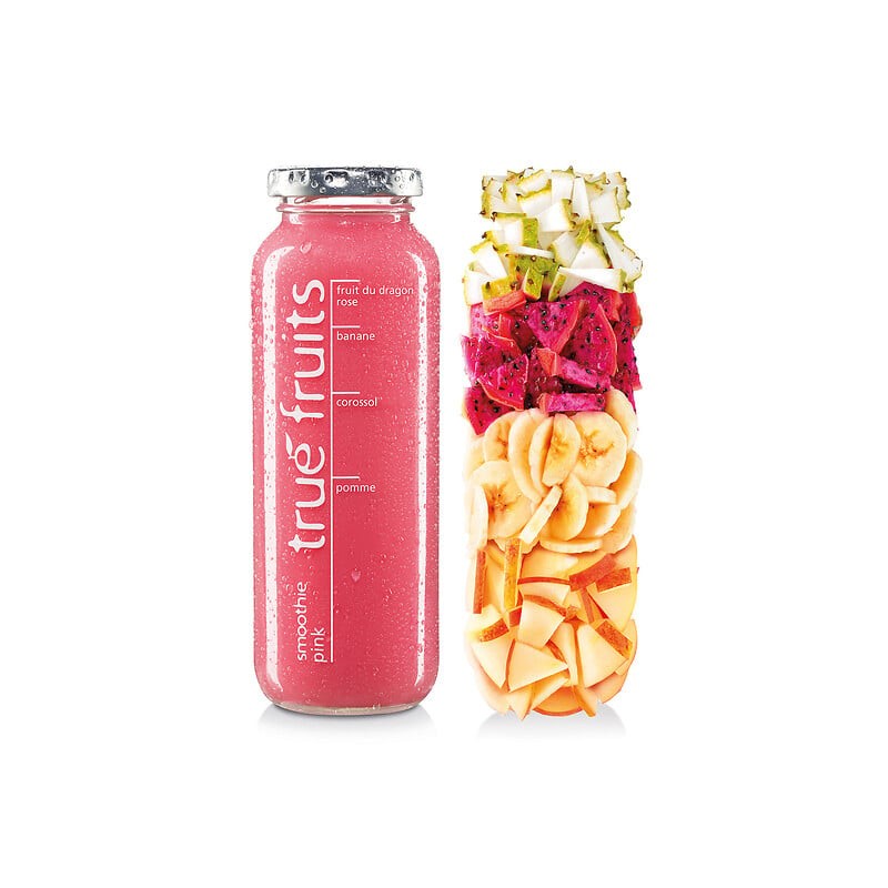Smoothie pink fruit du dragon rose banane corossol pomme 25cl