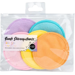 Ronds démaquillants réutilisables colorés x10