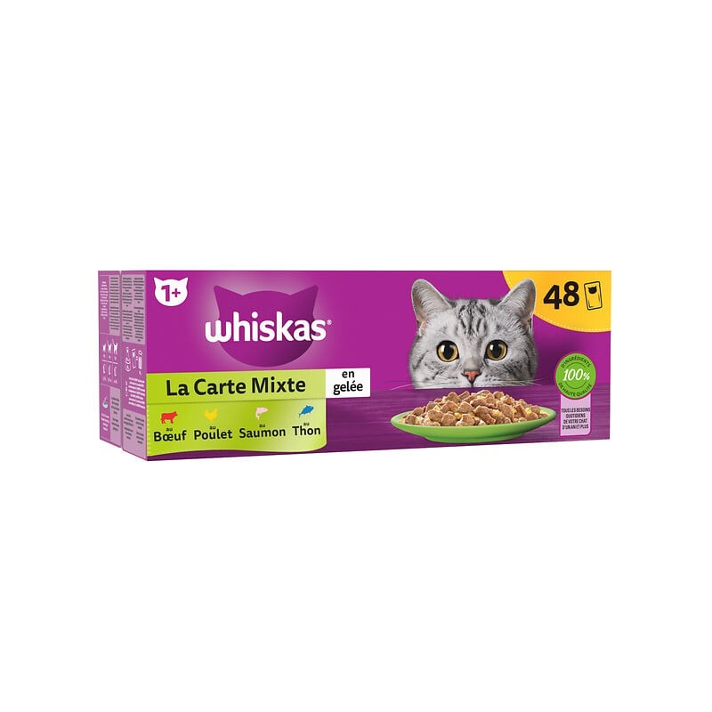 Pâtée en gelée viandes et poissons pour chat adulte 48x85g