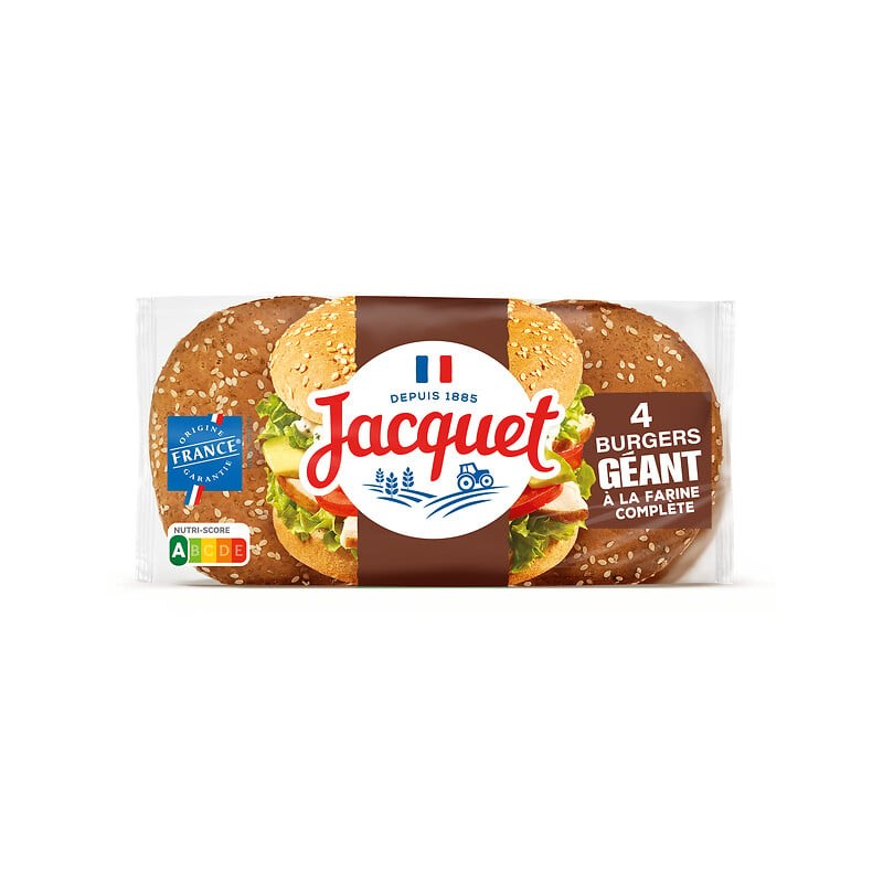 Pain burger géant à la farine complète x4 330g