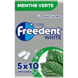 Chewing-gums white sans sucres menthe verte 5x10 70g