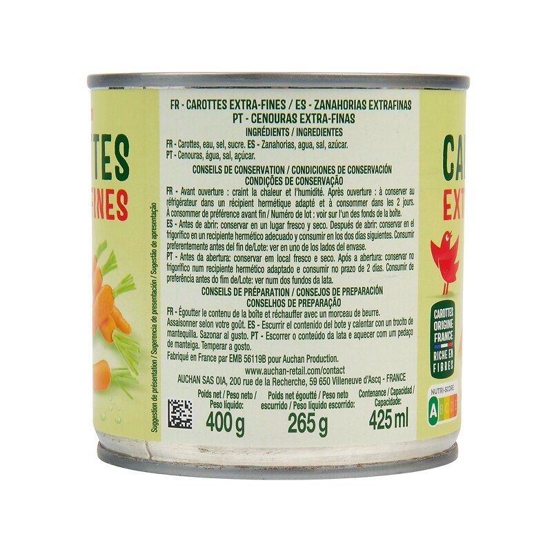 Carottes extra fines 400g