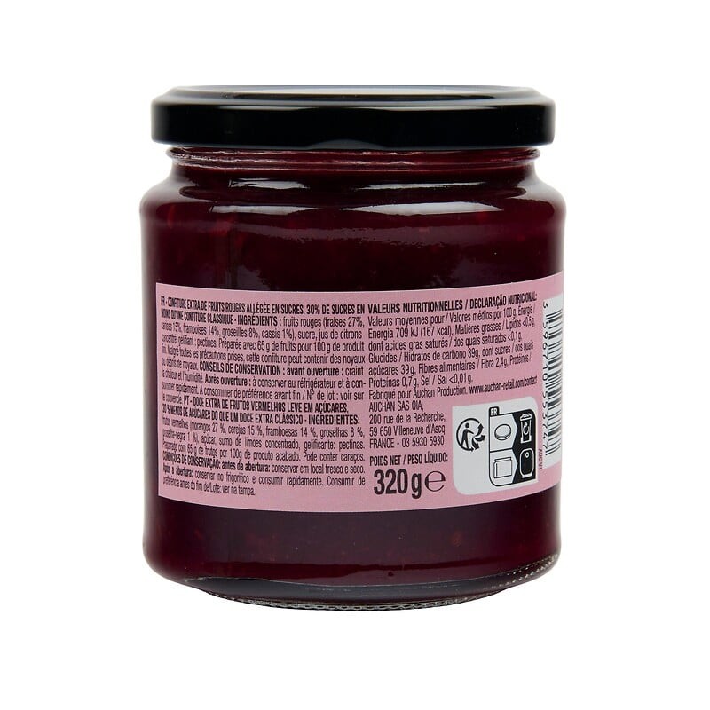 Confiture la gourmande fruits rouges 65% de fruits 320g