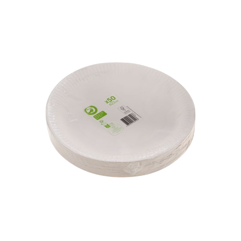 Assiettes blanches plates en carton 23cm x50