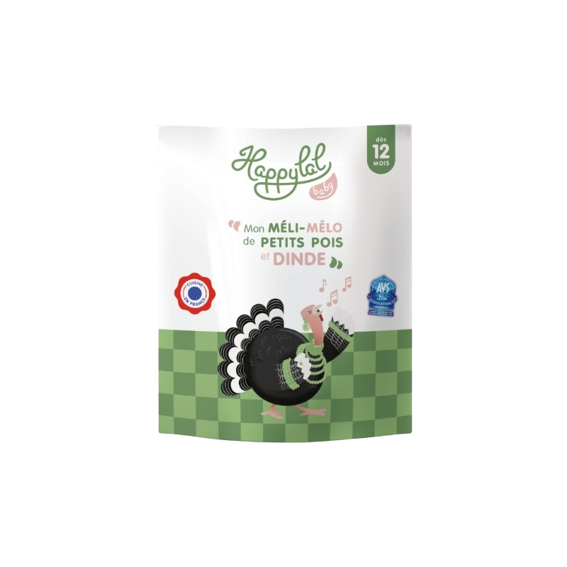 Plat mon méli-mélo de petits pois et dinde halal dès 12 mois 220g