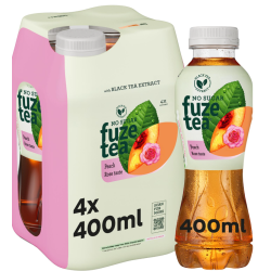 Boisson thé noir goût pêche et rose sans sucres 4x40cl