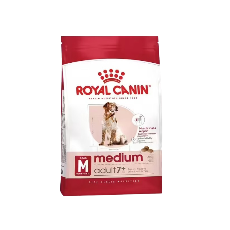 Croquettes pour chiens de taille medium adultes 7ans et + 4kg