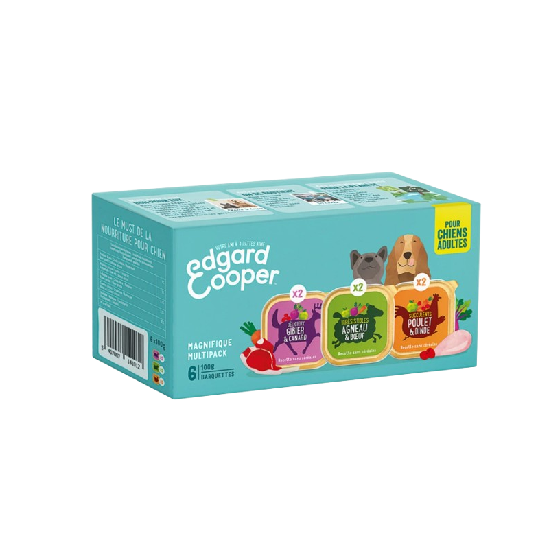 Pâtée naturelle sans céréales pour chiens adultes multipack 6x100g