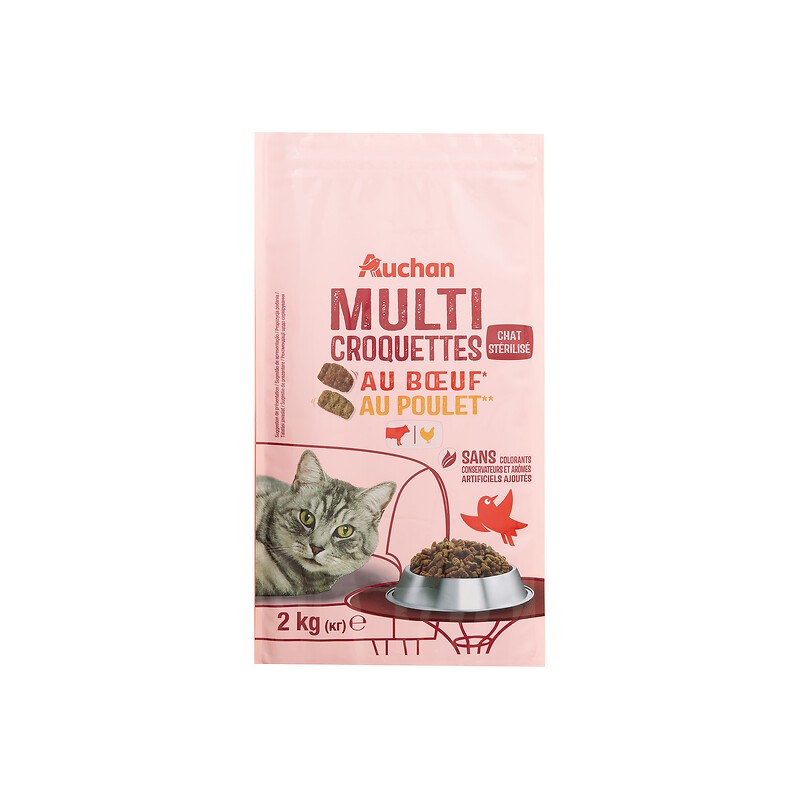Multi croquettes au boeuf et poulet pour chat stérilisé 2kg