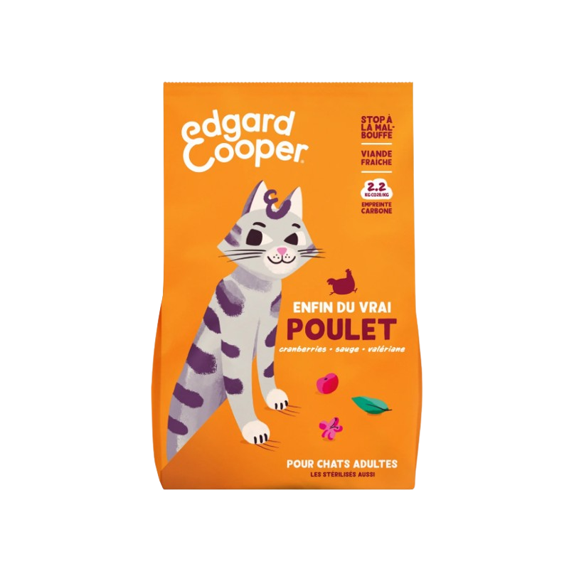 Croquettes naturelles et sans céréales au poulet pour chat adulte 750g