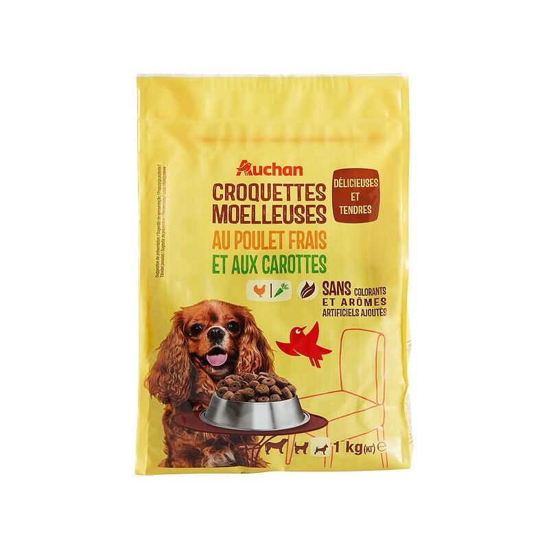 Croquettes moelleuses au poulet frais et aux carottes pour petit chien 1kg