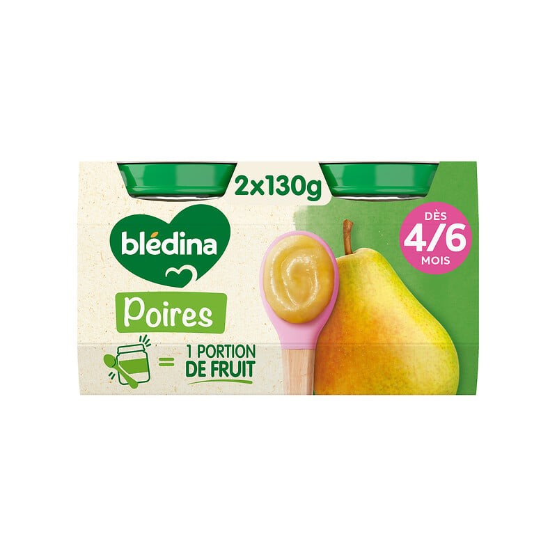 Petit pot dessert poires dès 4 mois sans gluten 2x130g