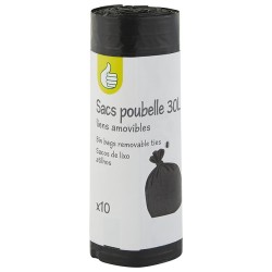 Sacs poubelle à liens amovibles 30l x10