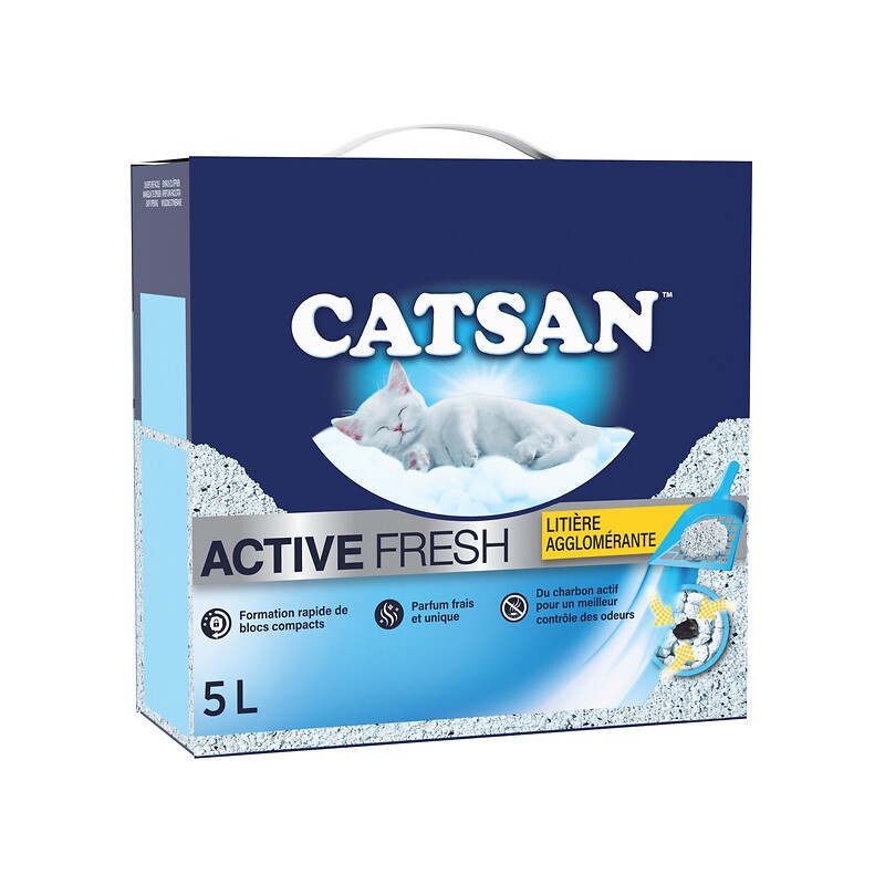 Litière minérale active fresh agglomérante pour chat 5l