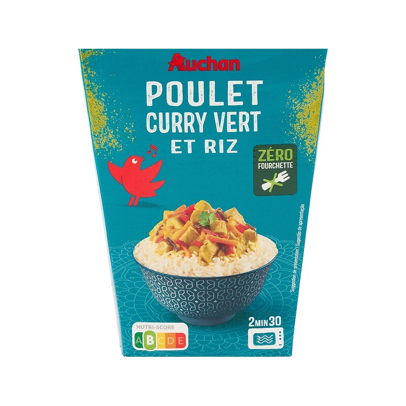 Box poulet curry vert et riz 300g