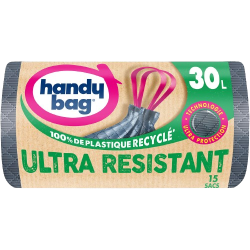 Sacs poubelle poignées coulissantes ultra résistant 30l x15