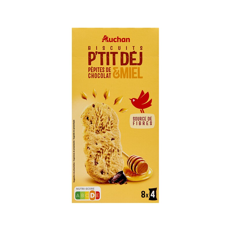 Biscuits petit déjeuner miel pépites de chocolat 400g